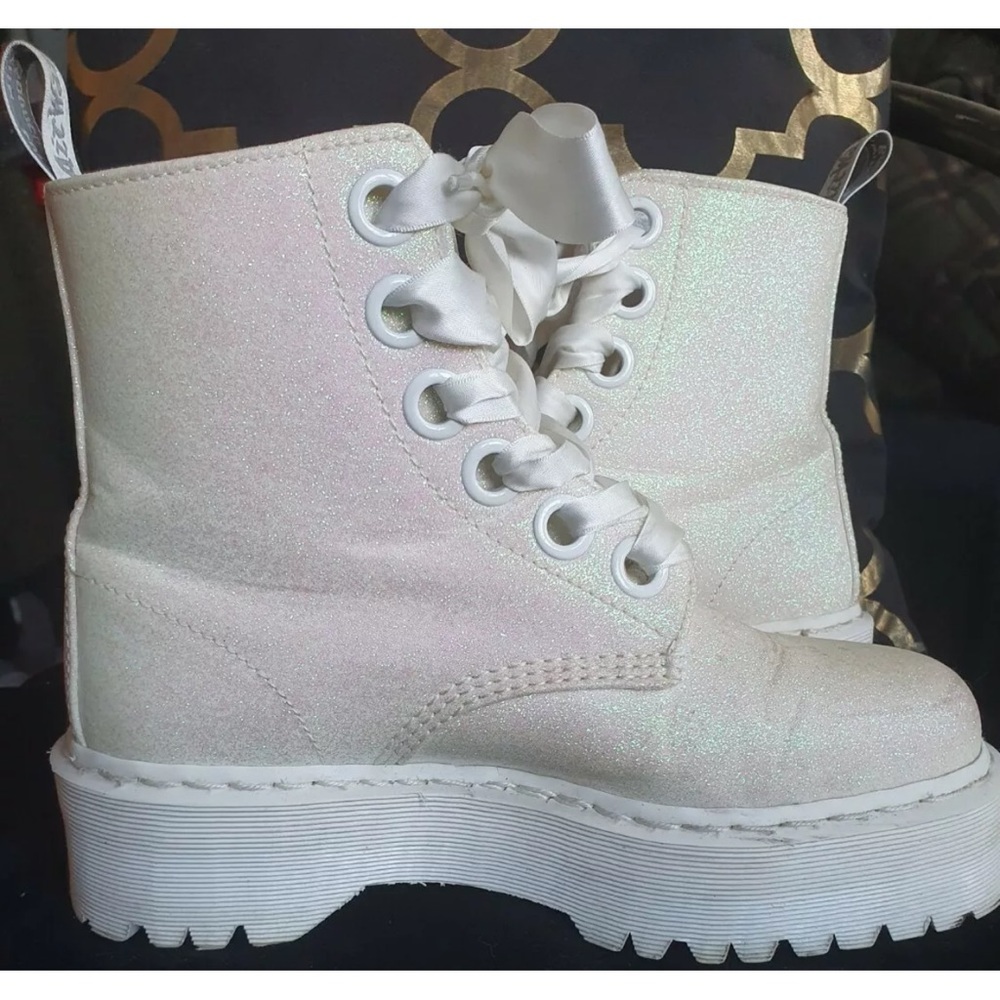 Molly White Glitter Dr. Martens